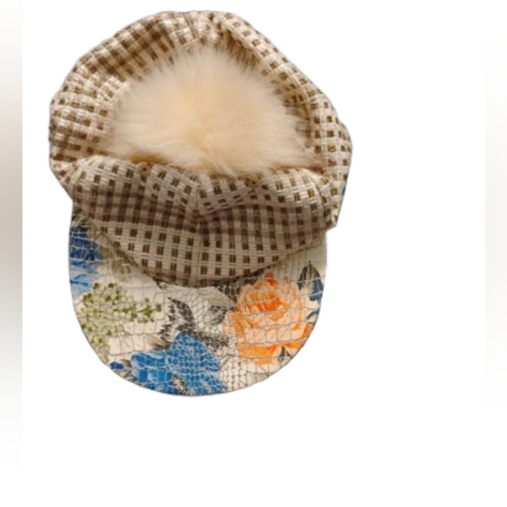 ICap Premium Headwear Maximalist Mixed Print Faux Fur Pom Pom Hat